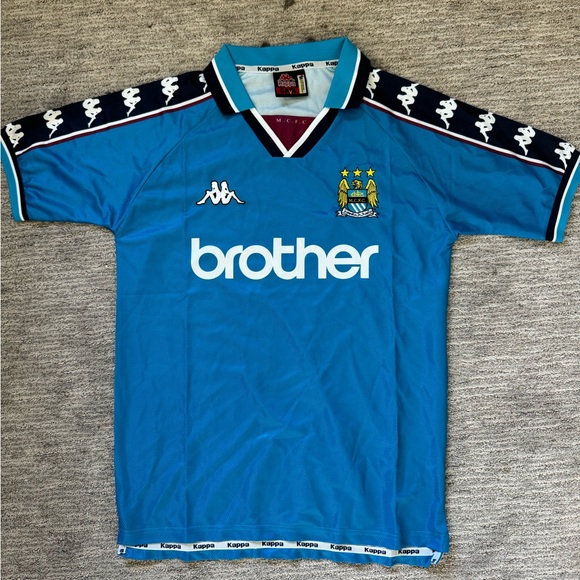 ウェア Manchester City 97/99  Manchester City 97-99 Retro Home Soccer Jersey Kappa